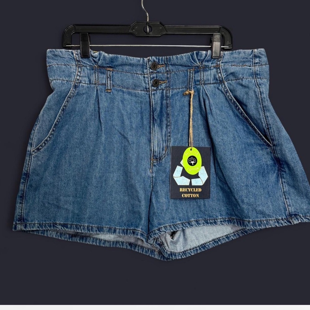 Indigo Rein High Rise Denim Shorts Paperbag Y2K Casual Summer Streetwear Sz 17